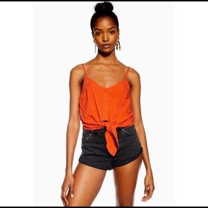 NWT TOPSHOP tie front crop top